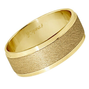 Argolla matrimonial mateado de arena con orillas diamantadas oro 10K