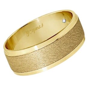 Argolla matrimonial mateado de arena con orillas diamantadas oro 10K