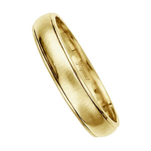 Argolla matrimonial media caña satinada con orilla diamantada oro 10K
