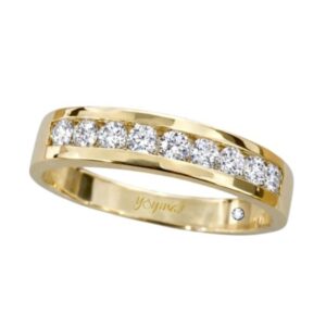 Argolla matrimonial con circonias en canal oro 10K