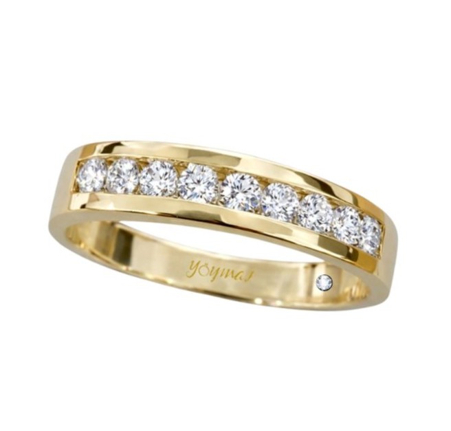 Argolla matrimonial con circonias en canal oro 10K