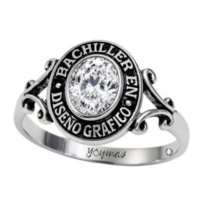 Anillo graduación Spring con circonia ovalada plata