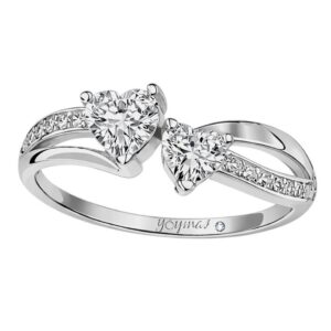 Anillo de promesa con dos circonias en forma de corazón plata