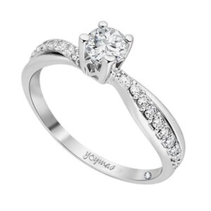 Anillo de compromiso laterales cruzados con circonias plata