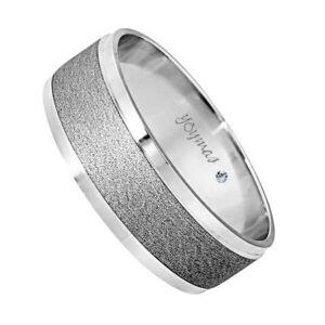 Argolla matrimonial mateado de arena diamantadas 7mm plata