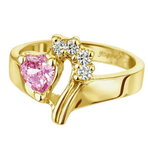Anillo de promesa con forma y circonia de corazón oro 10K
