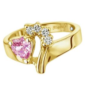 Anillo de promesa con forma y circonia de corazón oro 10K