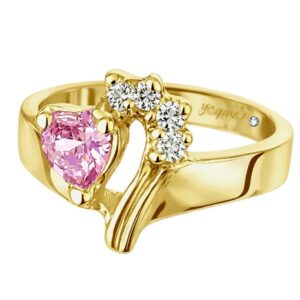 Anillo de promesa con forma y circonia de corazón oro 10K