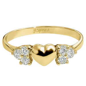 Anillo de promesa con corazón liso al centro con circonias en oro 10K