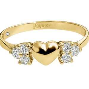 Anillo de promesa con corazón liso al centro con circonias en oro 10K