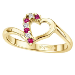 Anillo de promesa con forma de corazón con mitad de circonias en oro 10K