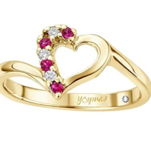 Anillo de promesa con forma de corazón con mitad de circonias en oro 10K