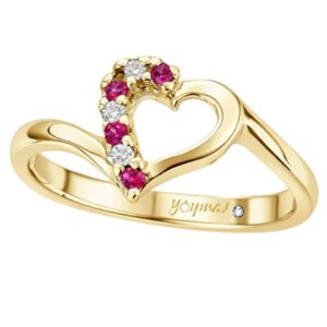 Anillo de promesa con forma de corazón con mitad de circonias en oro 10K