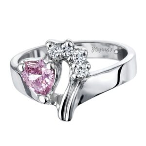 Anillo de promesa con forma y circonia de corazón plata