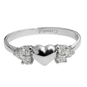Anillo de promesa con corazón liso al centro con circonias en plata