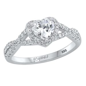 Anillo de promesa con circonioa en forma de corazón con circonias en plata