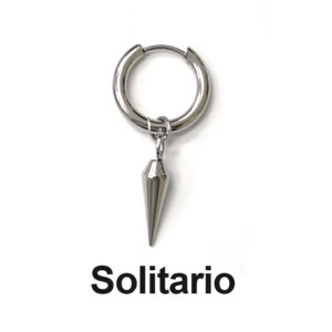 Arete de argolla solitaria lisa con dije colgante de pendula plateados en acero