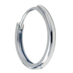 Arete de argolla huggies lisa solitaria plateada en acero