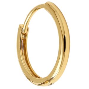 Arete de argolla huggies lisa solitaria dorada en acero