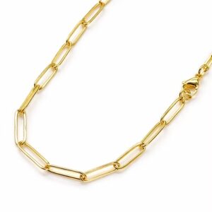 Cadena tejido clip dorada en acero