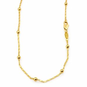 Cadena valentina con bolitas dorada en acero