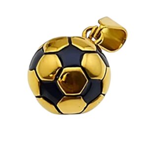 Dije de pelota futbol bañada de oro dorada con negro acero