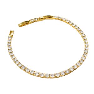 Pulsera tipo tennis con circonios dorada en acero