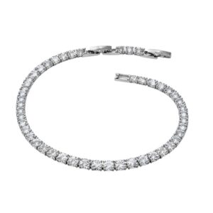 Pulsera tipo tennis con circonios plateada en acero