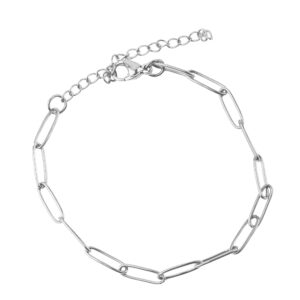 Pulsera tejido clip plateada en acero