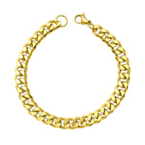 Pulsera cubana dorada en acero