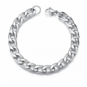 Pulsera cubana plateada en acero