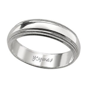 Argolla matrimonial lisa media caña miligraneada 5mm plata