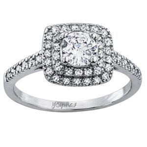 Anillo de compromiso con circonia cuadrada y halo de circonias plata