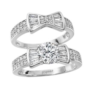 Anillo jacket en forma de moña con circonias plata