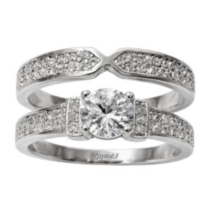 Anillo jacket con circonias atravesadas plata