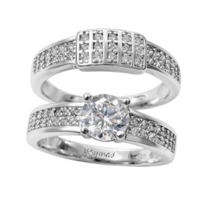 Anillo jacket con circonias en cuadritos plata