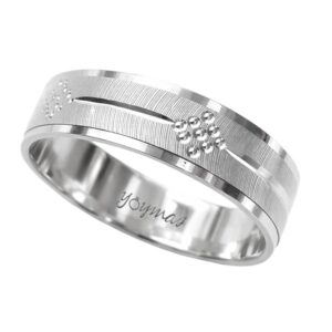 Argolla diamantada líneas discontinua y puntos ancho 5mm plata