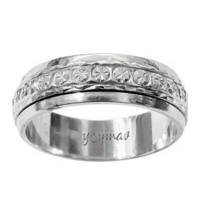 Argolla antiestrés diamantada ancho 6mm plata