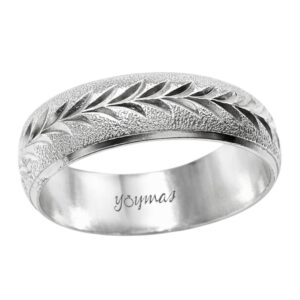 Argolla diamantado de laurel mateada ancho 5.75mm plata