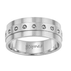 Argolla diamantada con diseño de rueditas 7mm plata