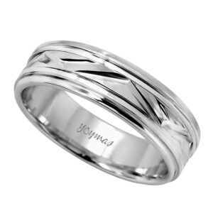 Argollas diamantadas diseño en M ancho 6mm plata