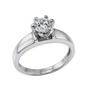 Anillo con circonia y cuerpo acanalado plata