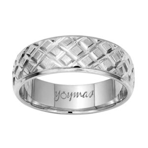 Argolla diamantada diseño de petate plata