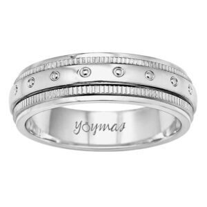 Argolla diamantada con aro antiestrés y círculos al centro plata