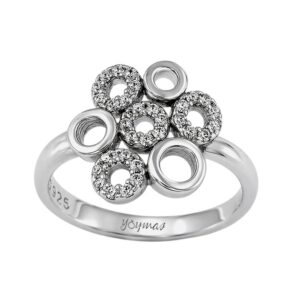 Anillo casual de 7 circulos pegados con circonias y lisos plata