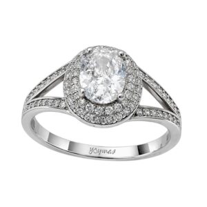 Anillo con circonia ovalada laterales calados con circonias plata