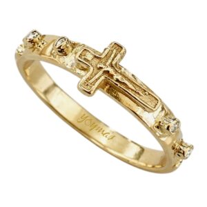 Anillo denario con crucifijo 10K