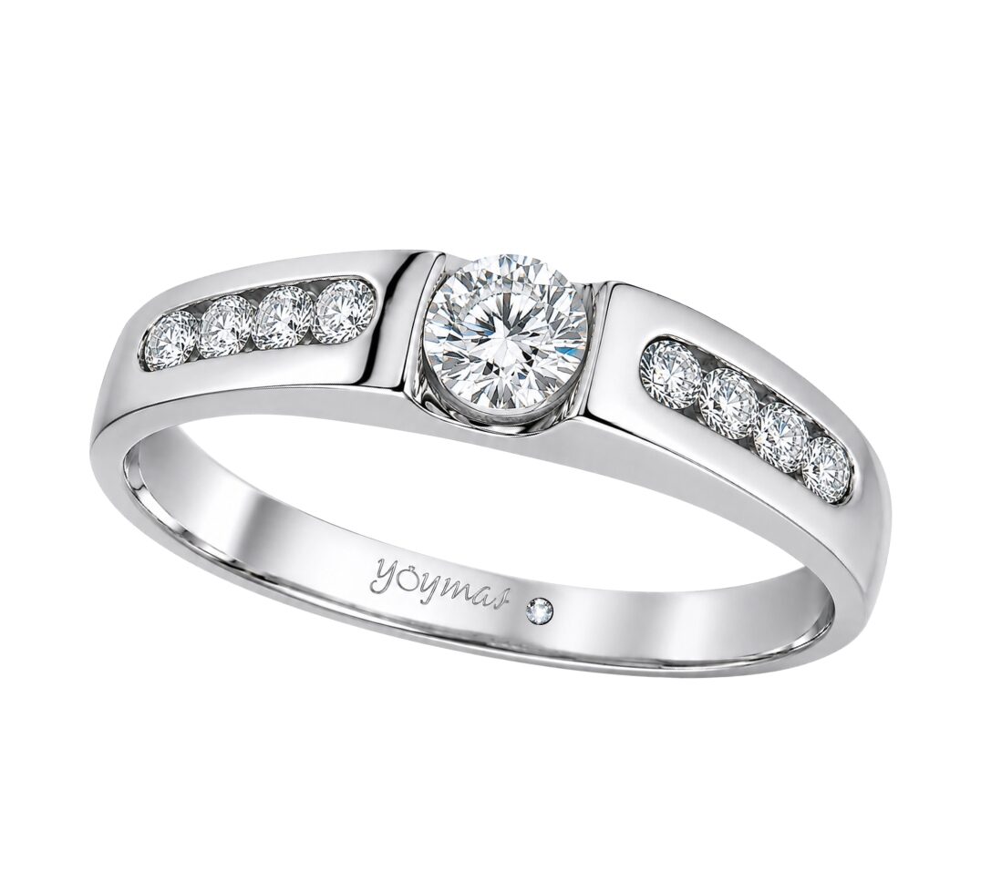 Anillo de compromiso con circonias en canal plata