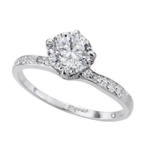 Anillo de compromiso con montura de flor con circonias plata