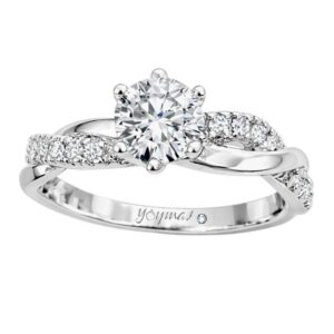 Anillo de compromiso cuerpo entorchado con circonias plata